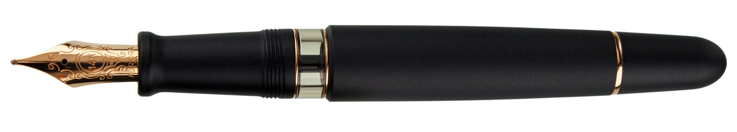 88 Satin - Aurora 88 Satin Black Resin w/Rose Gold Trim Fountain Pen